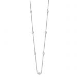 10K White Gold Polished CZ 9 Station Necklace