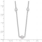 10K White Gold Polished CZ 9 Station Necklace