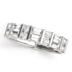 Fancy Shape Baguette Wedding Ring, in Sterling Silver - 50189