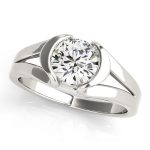 Solitaire Engagement Ring, Round Shape, in White Gold - 50384