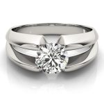 Solitaire Engagement Ring, Round Shape, in Sterling Silver - 80131