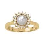 Color Fashion Ring, Pearl Shape, in White Gold - 80215