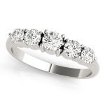 Prong Set Wedding Ring, Round Shape, in White Gold - 80304