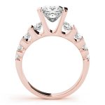 Multirow Engagement Ring, Side Stone Style, Round Shape, in Rose Gold - 80415