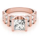 Multirow Engagement Ring, Side Stone Style, Round Shape, in Rose Gold - 80415