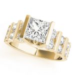 Multirow Engagement Ring, Side Stone Style, Round Shape, in Yellow Gold - 80415