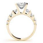 Multirow Engagement Ring, Side Stone Style, Round Shape, in Yellow Gold - 80415