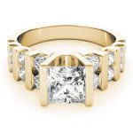 Multirow Engagement Ring, Side Stone Style, Round Shape, in Yellow Gold - 80415