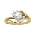 Color Fashion Ring, Pearl Shape, in White Gold - 80551