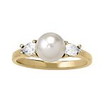 Color Fashion Ring, Pearl Shape, in Platinum - 80602