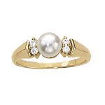 Color Fashion Ring, Pearl Shape, in Platinum - 80665