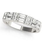 Fancy Shape Baguette Wedding Ring, in Sterling Silver - 80761