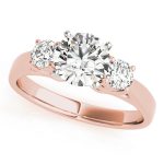 Three Stone Engagement Ring, Round Shape, in Rose Gold - 80767