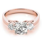 Three Stone Engagement Ring, Round Shape, in Rose Gold - 80767