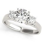 Three Stone Engagement Ring, Round Shape, in Platinum - 80767