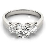 Three Stone Engagement Ring, Round Shape, in White Gold - 80767