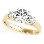 Three Stone Engagement Ring, Round Shape, in Yellow Gold - 80767