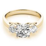 Three Stone Engagement Ring, Round Shape, in Yellow Gold - 80767