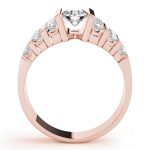 Multirow Engagement Ring, Side Stone Style, Round Shape, in Rose Gold - 80871