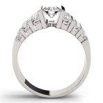 Multirow Engagement Ring, Side Stone Style, Round Shape, in Sterling Silver - 80871