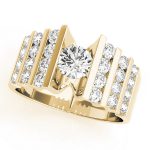 Multirow Engagement Ring, Side Stone Style, Round Shape, in Yellow Gold - 80871