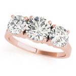 Three Stone Engagement Ring, Round Shape, in Rose Gold - 81073