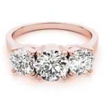 Three Stone Engagement Ring, Round Shape, in Rose Gold - 81073