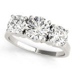 Three Stone Engagement Ring, Round Shape, in White Gold - 81073