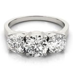 Three Stone Engagement Ring, Round Shape, in White Gold - 81073