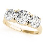 Three Stone Engagement Ring, Round Shape, in Yellow Gold - 81073