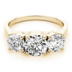 Three Stone Engagement Ring, Round Shape, in Yellow Gold - 81073