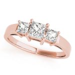 Three Stone Engagement Ring, Square Shape, in Rose Gold - 81172