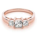 Three Stone Engagement Ring, Square Shape, in Rose Gold - 81172