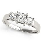 Three Stone Engagement Ring, Square Shape, in White Gold - 81172