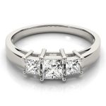 Three Stone Engagement Ring, Square Shape, in Sterling Silver - 81172