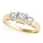 Three Stone Engagement Ring, Square Shape, in Yellow Gold - 81172