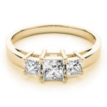 Three Stone Engagement Ring, Square Shape, in Yellow Gold - 81172