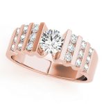 Multirow Engagement Ring, Side Stone Style, Round Shape, in Rose Gold - 81579