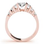 Multirow Engagement Ring, Side Stone Style, Round Shape, in Rose Gold - 81579