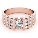 Multirow Engagement Ring, Side Stone Style, Round Shape, in Rose Gold - 81579