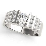 Multirow Engagement Ring, Side Stone Style, Round Shape, in Platinum - 81579