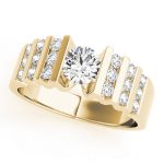 Multirow Engagement Ring, Side Stone Style, Round Shape, in Yellow Gold - 81579