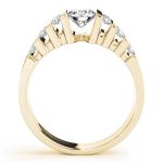 Multirow Engagement Ring, Side Stone Style, Round Shape, in Yellow Gold - 81579