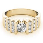 Multirow Engagement Ring, Side Stone Style, Round Shape, in Yellow Gold - 81579