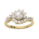 Color Fashion Ring, Pearl Shape, in White Gold - 81607