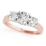 Three Stone Engagement Ring, Round Shape, in Rose Gold - 81982