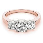 Three Stone Engagement Ring, Round Shape, in Rose Gold - 81982