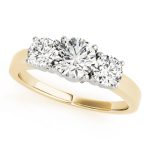 Three Stone Engagement Ring, Round Shape, in Yellow Gold - 81982