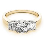 Three Stone Engagement Ring, Round Shape, in Yellow Gold - 81982