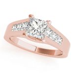 Trellis Engagement Ring, Side Stone Style, Square Shape, in Rose Gold - 82075